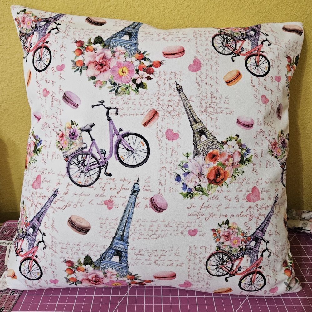 Paris Bicycle Floral Throw Pillow